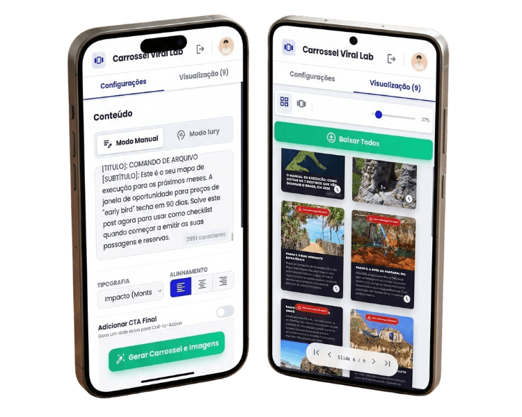 Mockup do Carrossel Viral Lab em smartphones
